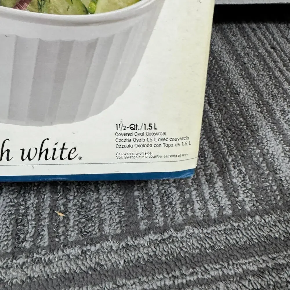 CorningWare French White 1.5 Qt Covered Oval Casserole Dish | Vintage | NIB